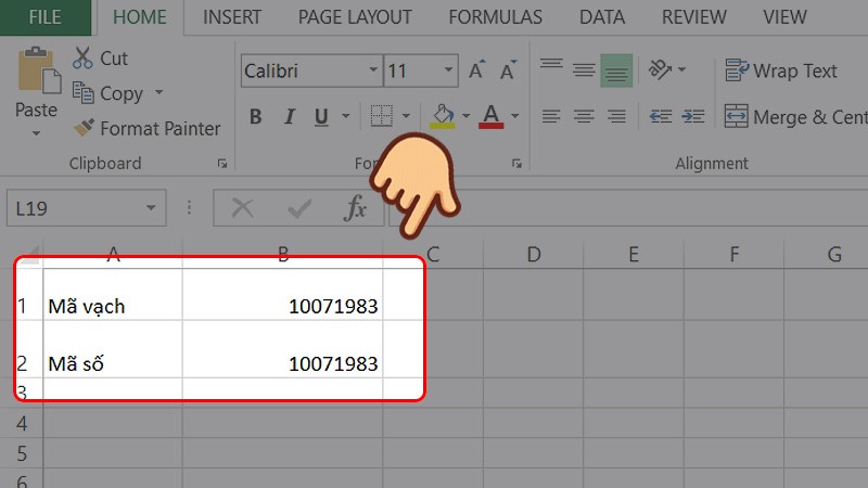 Bước 3: Mở ứng dụng Excel trên máy tính và tiến hành nhập thông tin mã vạch cần tạo trên định dạng Unicode