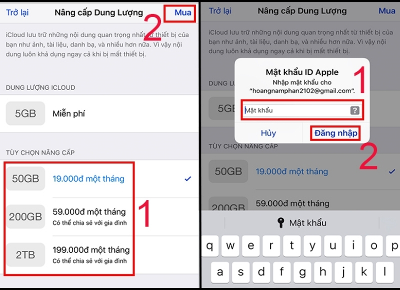 Cách mua thêm iCloud trên iPhone 