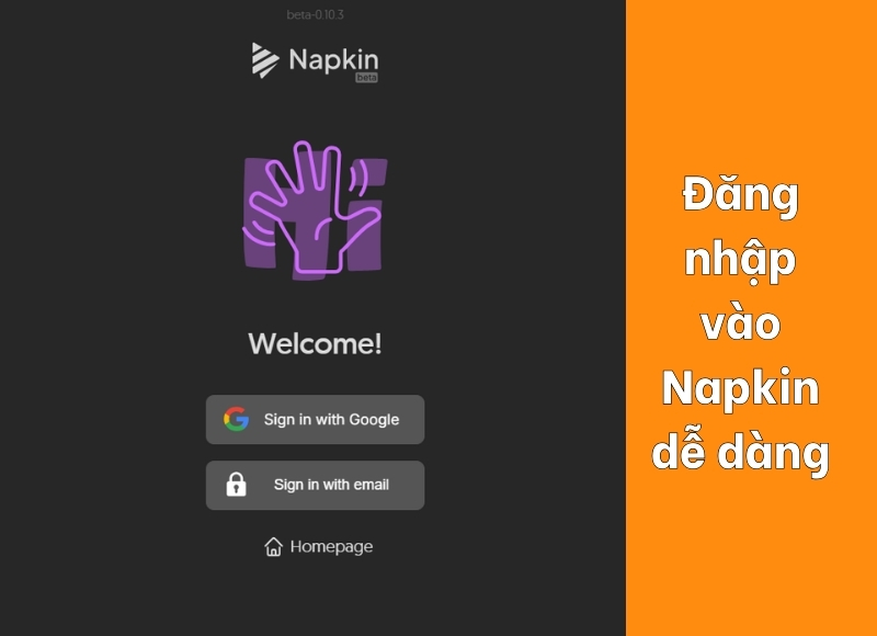 đăng nhập tài khoản napkin ai