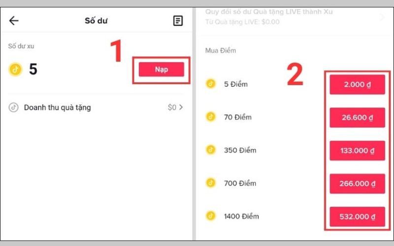 nạp xu tiktok