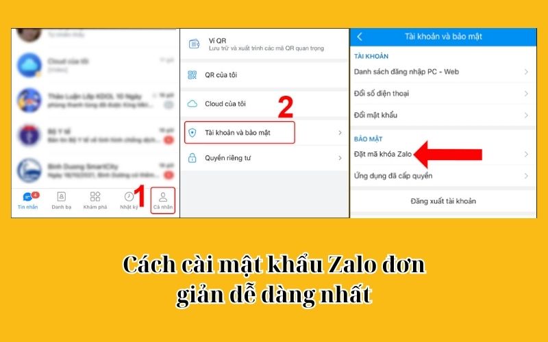 cách cài mật khẩu zalo