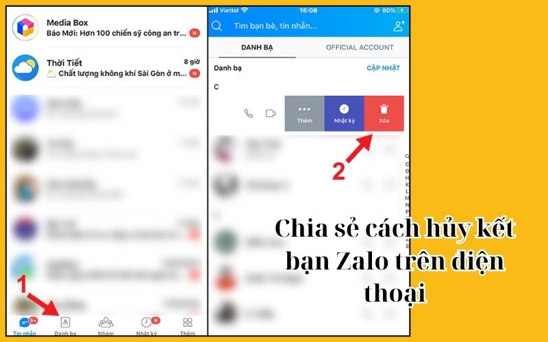 cách hủy kết bạn zalo