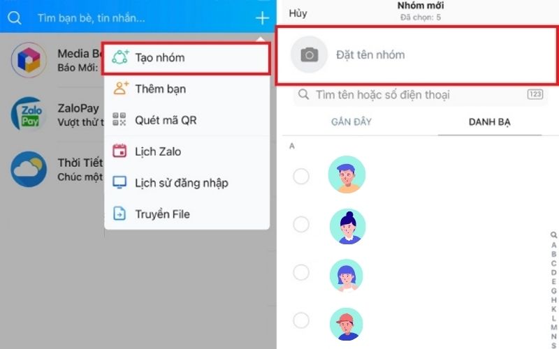 cách tạo nhóm trên zalo
