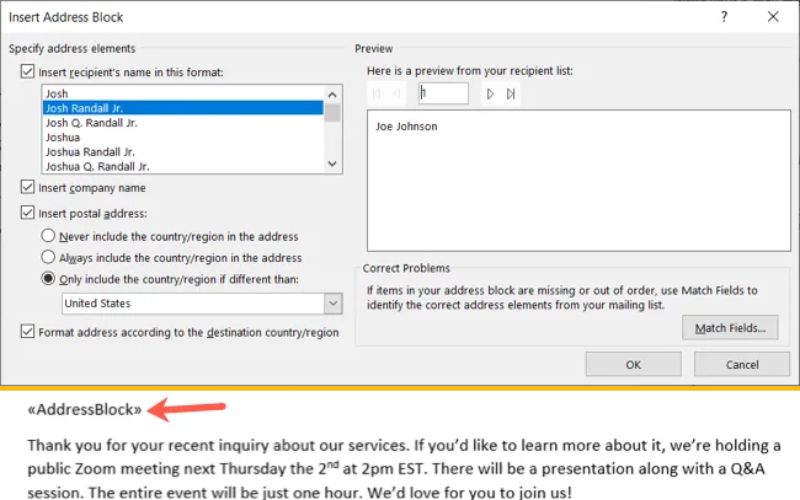 cách sử dụng mailings trong word