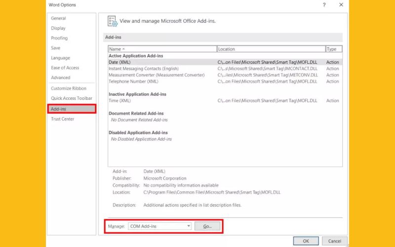 không sử dụng được word