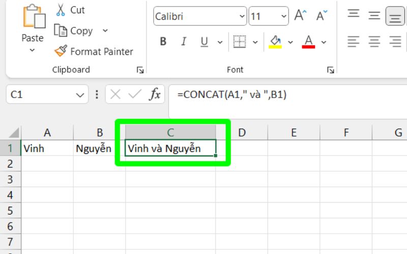 sử dụng merge trong excel