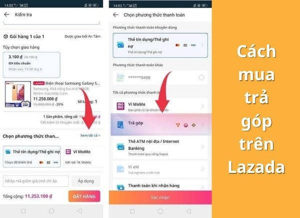 cách mua trả góp trên lazada